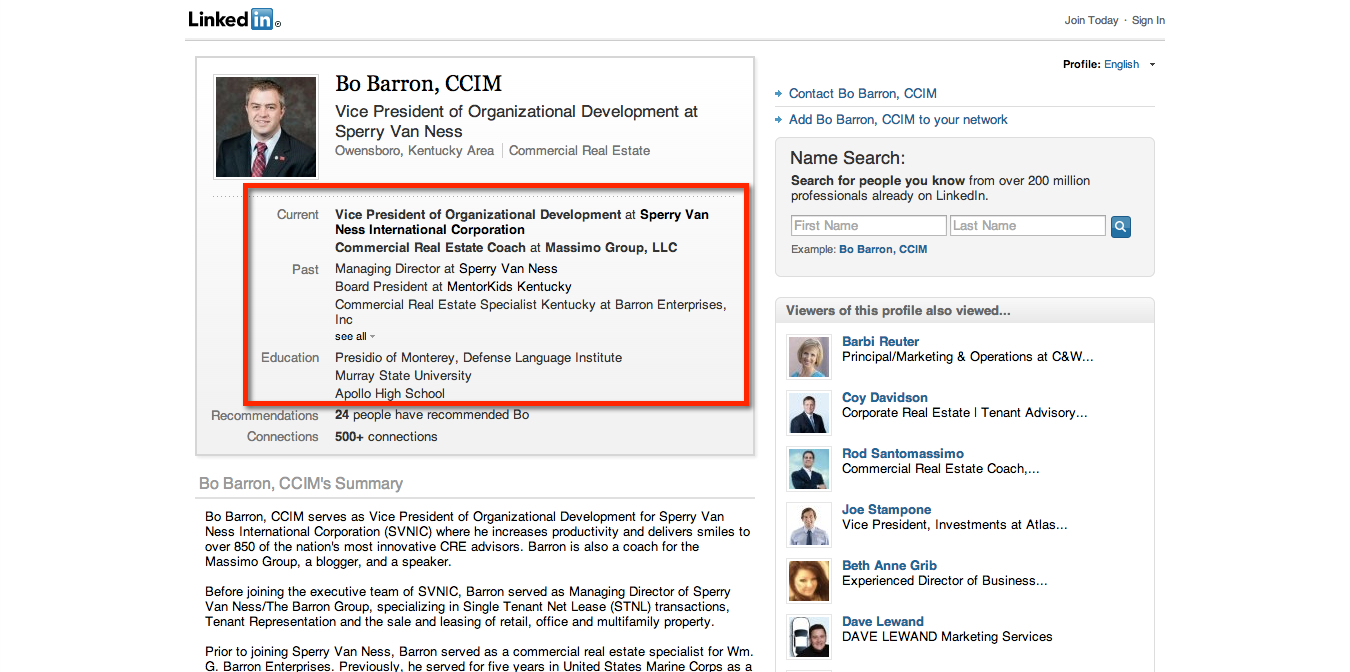 linkedin profile bo barron