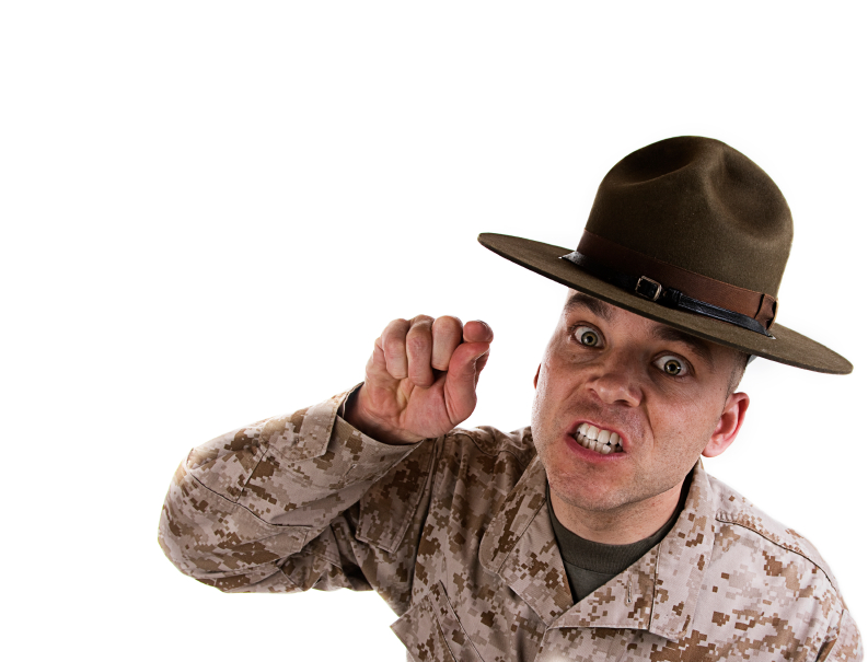 USMC Drill Instructor barking orders